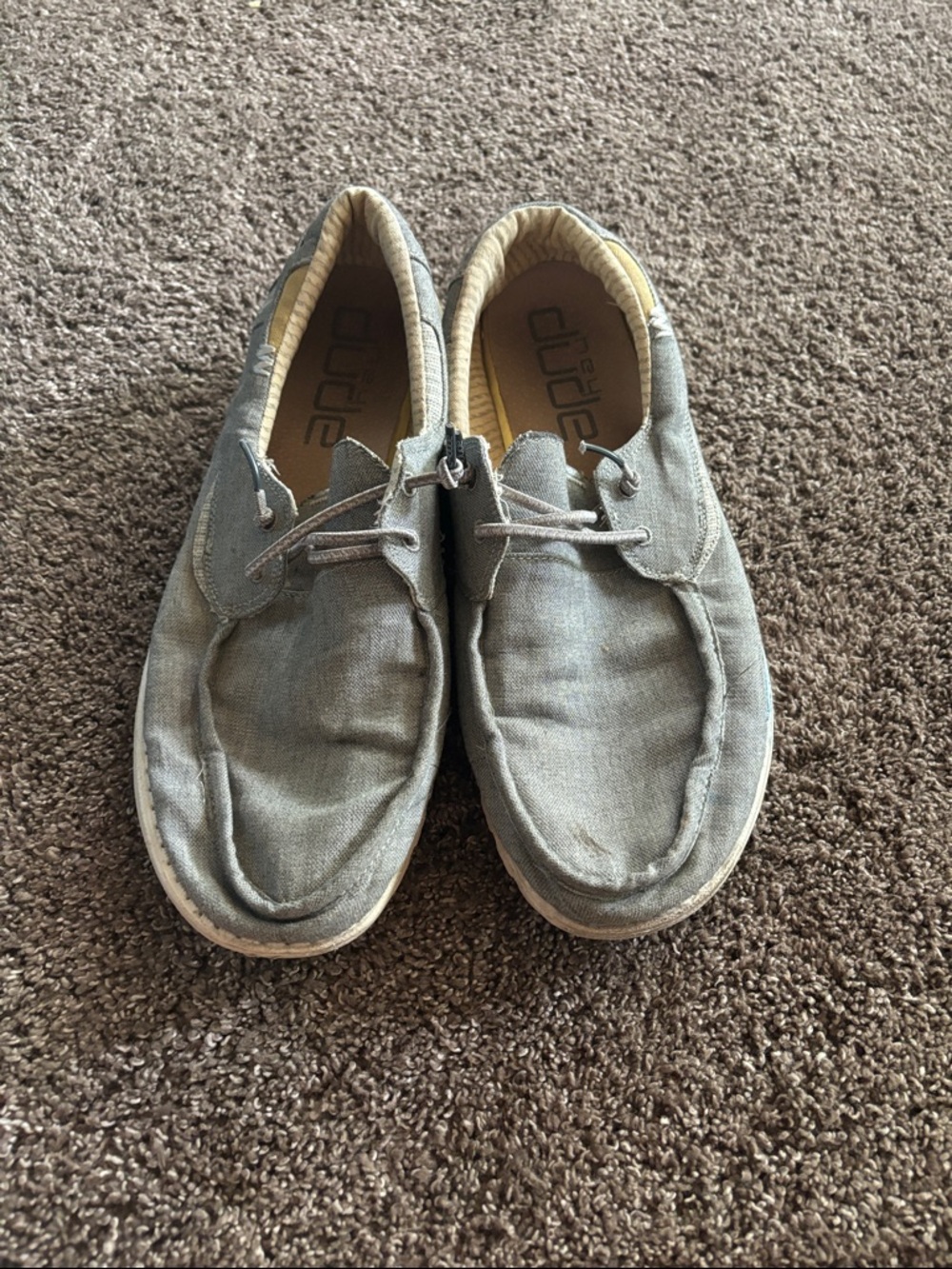 Hey Dude Men's Welsh Slip-On Loafers in Gray Canvas with White Sole